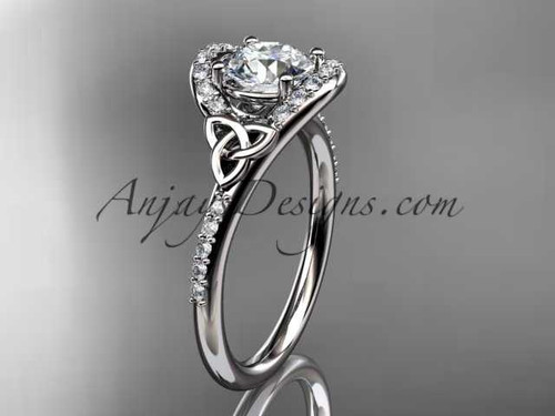 14kt white gold diamond celtic trinity knot wedding ring, engagement ring CT7317