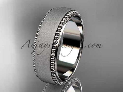 platinum matte finish classic wedding band, engagement ring ADLR380G