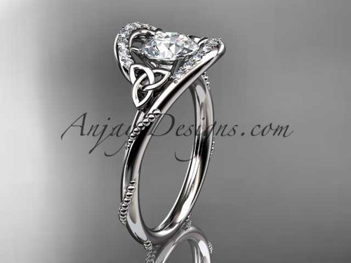 14kt white gold diamond celtic trinity knot wedding ring, engagement ring CT7166