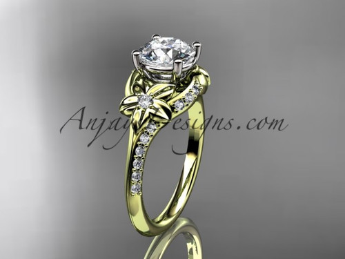 14kt yellow gold diamond floral wedding ring, engagement ring ADLR125