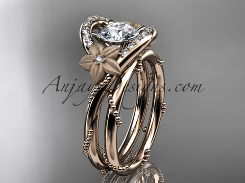 2ct oval cut Moissanite ring rose gold vintage unique engagement ring –  WILLWORK JEWELRY