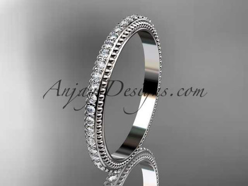 Simple Engagement Ring, 14kt White Gold Diamond Wedding Band ADER86B