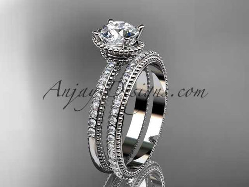 platinum diamond unique engagement set, wedding ring ADER86S