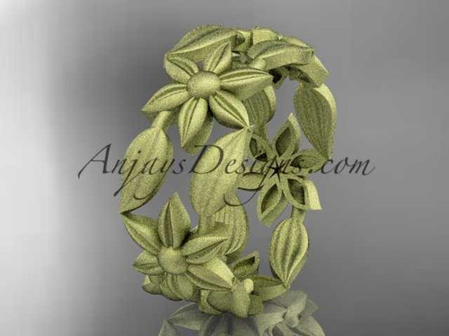 14kt yellow gold leaf and vine, flower wedding ring, engagement ring, wedding band ADLR344G