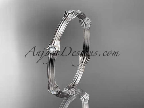 14k white gold diamond vine wedding band, engagement ring ADLR37B