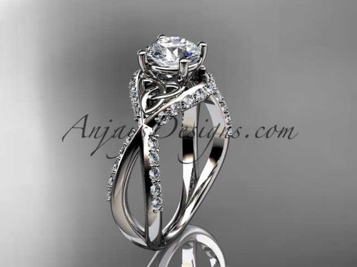 Lab grown diamond Celtic engagement ring, 14k white gold dainty IGI Lab grown diamond Celtic engagement ring, 14k white gold dainty IGI