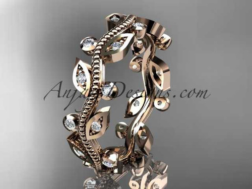 14kt rose gold diamond leaf and vine wedding ring,engagement ring,wedding band ADLR1B