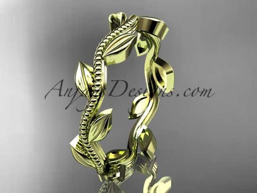 Leaf and Vine Exquisite Wedding Band, 14kt Yellow Gold Nature Inspired Ring ADLR4G Leaf and Vine Exquisite Wedding Band, 14kt Yellow Gold Nature Inspired Ring ADLR4G