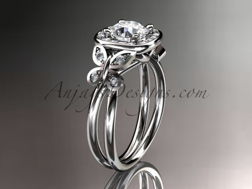 14kt white gold diamond unique butterfly engagement ring, wedding ring ADLR330