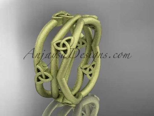 14kt yellow gold celtic trinity knot wedding band, matte finish wedding band, engagement ring CT7350G