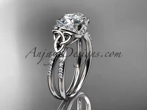 1ct lab grown diamond Celtic engagement ring, 14k white gold