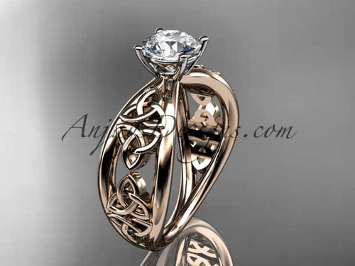 Superlative Celtic Engagement Ring, 14kt Rose Gold Wedding Ring CT7171