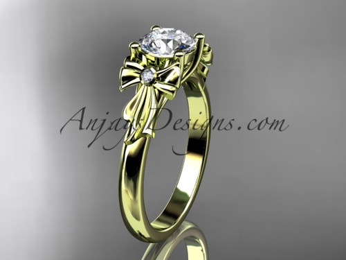 14kt yellow gold diamond unique engagement ring, wedding ring, bow ring, ADER154