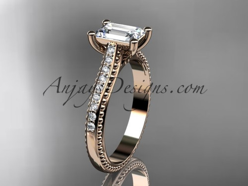 Stunning Diamond Engagement Ring,  14kt Rose Gold Marriage Ring ADER113