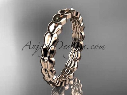Beautiful Leaf Pattern Wedding Band, 14kt Rose Gold Marriage Ring ADLR35B Beautiful Leaf Pattern Wedding Band, 14kt Rose Gold Marriage Ring ADLR35B