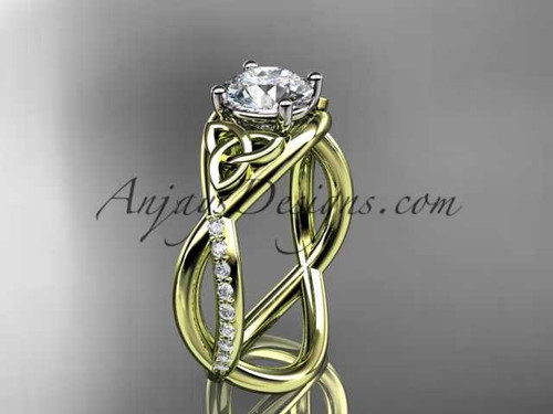 14kt yellow gold celtic trinity knot engagement ring, wedding ring CT790