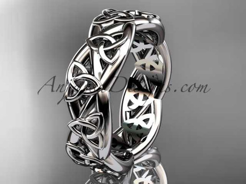 platinum celtic trinity knot wedding band, triquetra ring, engagement ring CT7392G