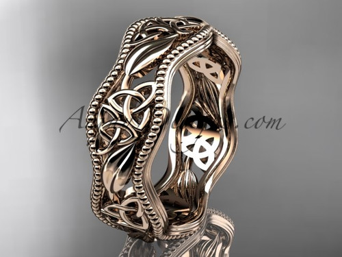 14kt rose gold celtic trinity knot wedding band, engagement  ring CT7190G