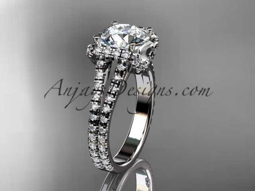 Luxury Engagement Ring, Platinum Vintage Wedding Ring ADER107
