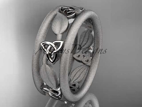 14kt white gold celtic trinity knot wedding band, engagement ring CT7233GM