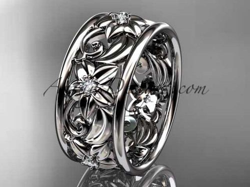 platinum diamond leaf and vine wedding band, engagement ring ADLR150B platinum diamond leaf and vine wedding band, engagement ring ADLR150B