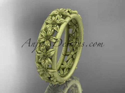 14kt yellow gold flower wedding ring, engagement ring, wedding band ADLR163G