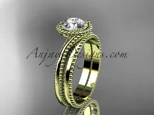 14kt yellow gold wedding ring, engagement set ADLR389S