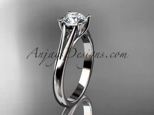 1ct lab grown CVD diamond solitaire ring, 14k white gold minimalist