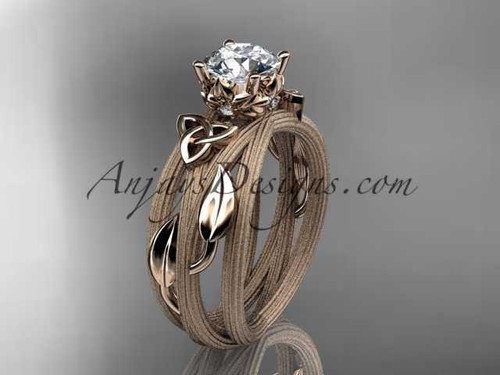 14kt rose gold diamond celtic trinity knot wedding ring, engagement ring CT7253