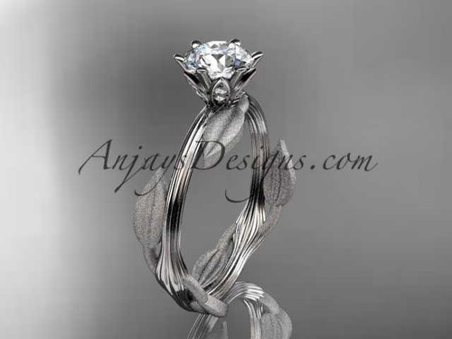 Unique platinum leaf and vine engagement ring, wedding ring ADLR343