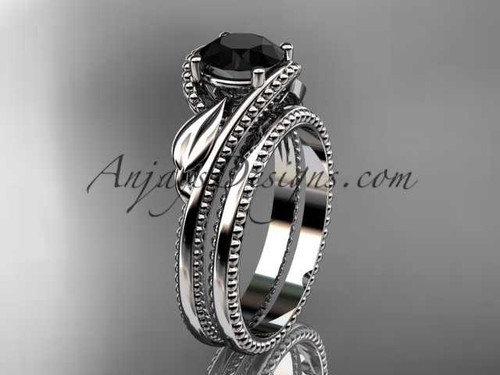 Unique 14kt white gold engagement set with a Black Diamond center stone ADLR322S