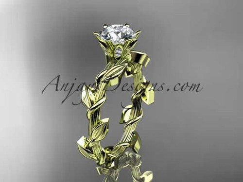 Diamond Flower Wedding Ring, 14kt Yellow Gold Engagement Ring ADLR248