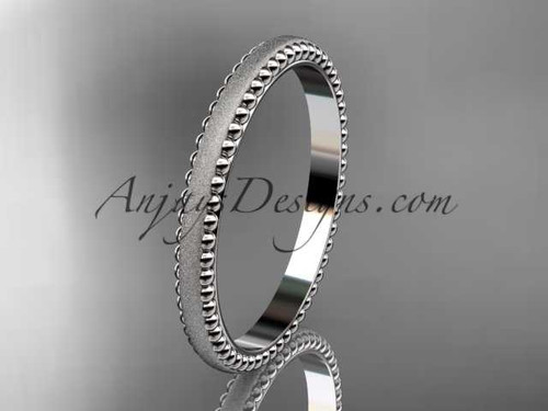 14kt white gold matte finish classic wedding band, engagement ring ADLR384G