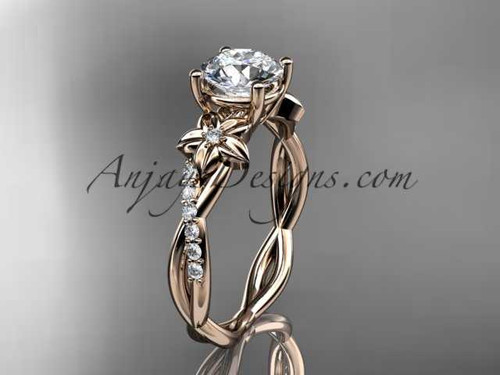 14kt rose gold flower diamond wedding ring, engagement ring ADLR388