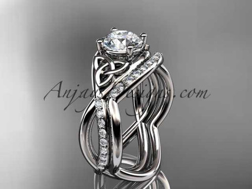 platinum celtic trinity knot engagement set, wedding ring CT790S
