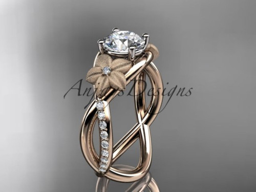 Rose Gold Diamond Engagement Ring, Incredible Flower Bridal Ring ADLR90