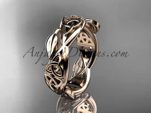 14kt rose gold celtic trinity knot wedding band, triquetra ring, engagement ring CT7520G