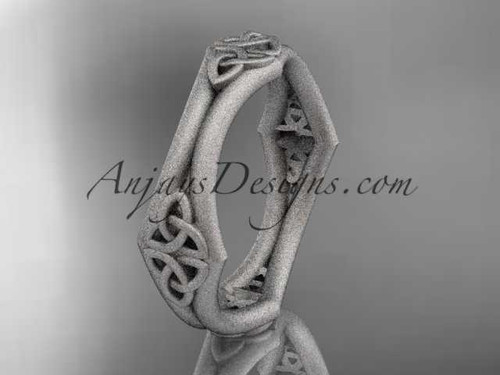 Trinity Knot Matte Finish Wedding Band, Platinum Celtic Engagement Ring CT7356G