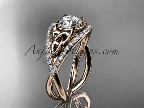 Celtic Knot Engagement Ring 1 Carat Lab Grown Round Diamond Unique Irish Diamond 14k Rose Gold Wedding Ring CT788 Celtic Knot Engagement Ring 1 Carat Lab Grown Round Diamond Unique Irish Diamond 14k Rose Gold Wedding Ring CT788