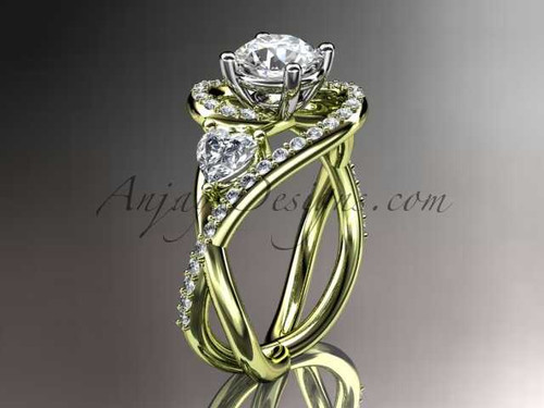 Unique 14kt yellow gold diamond engagement ring, wedding ring ADLR320