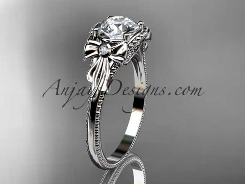 platinum diamond unique engagement ring with a "Forever One" Moissanite center stone ADLR376