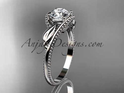 Unique platinum engagement ring with a "Forever One" Moissanite center stone ADLR322