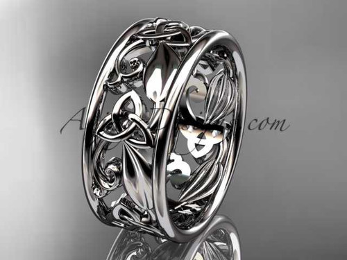 Modern Nature Inspired 14kt White Gold Celtic Wedding Band CT7150G