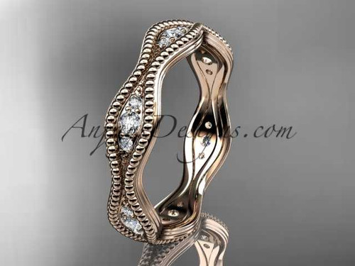 14kt rose gold diamond leaf and vine wedding ring, engagement ring, wedding band ADLR50B