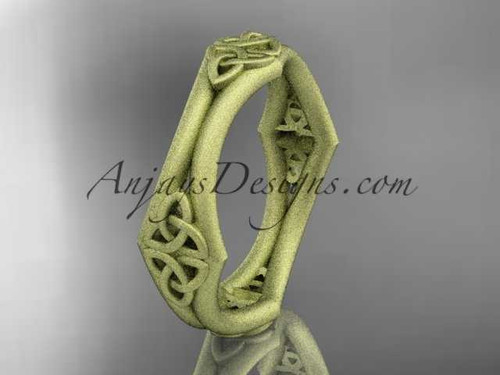 Celtic Trinity Knot Wedding Band, 14kt Yellow Gold Matte Finish Ring CT7356G