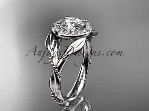 14kt white gold diamond leaf and vine wedding ring, engagement ring ADLR328
