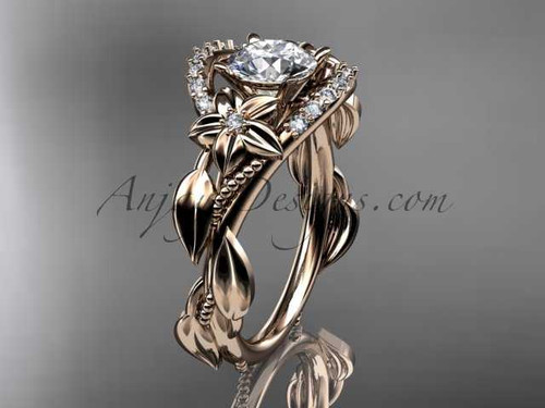 14kt rose gold diamond unique engagement ring, wedding ring ADLR326