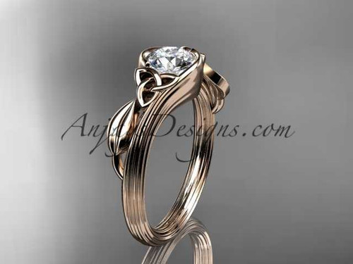 14kt rose gold celtic trinity knot wedding ring, engagement ring CT7324