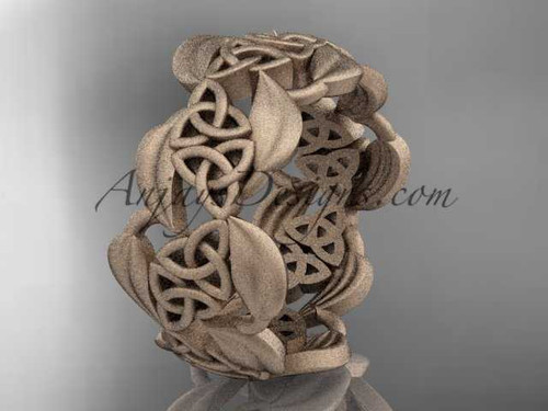 14kt rose gold leaf and celtic trinity knot wedding band, matte finish wedding band, engagement ring CT7262G 14kt rose gold leaf and celtic trinity knot wedding band, matte finish wedding band, engagement ring CT7262G
