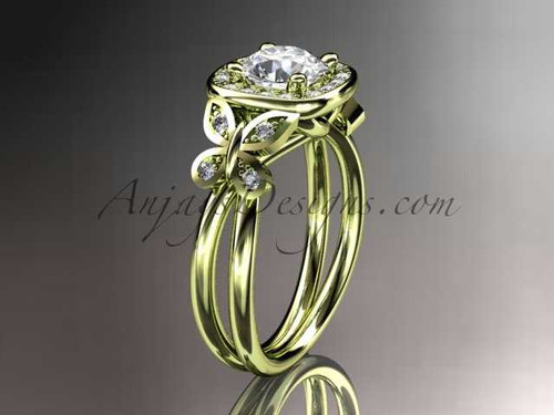 14kt yellow gold diamond unique butterfly engagement ring, wedding ring ADLR330